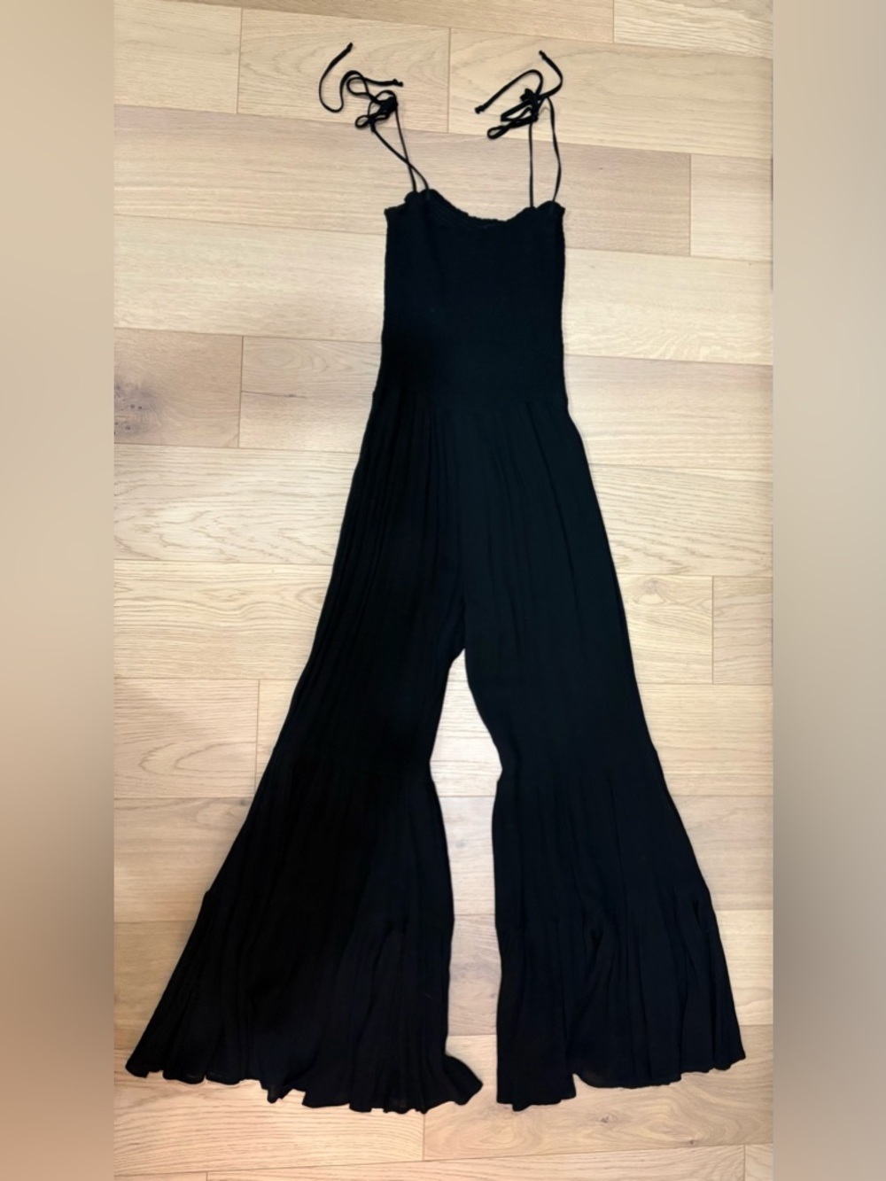 SMOCKED BLACK JUMPSUIT